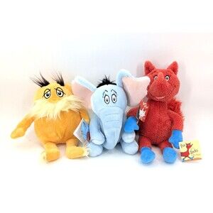 Dr Seuss Character Plush Toys Set of 3 Horton Hears a Who Lorax Fox in Socks